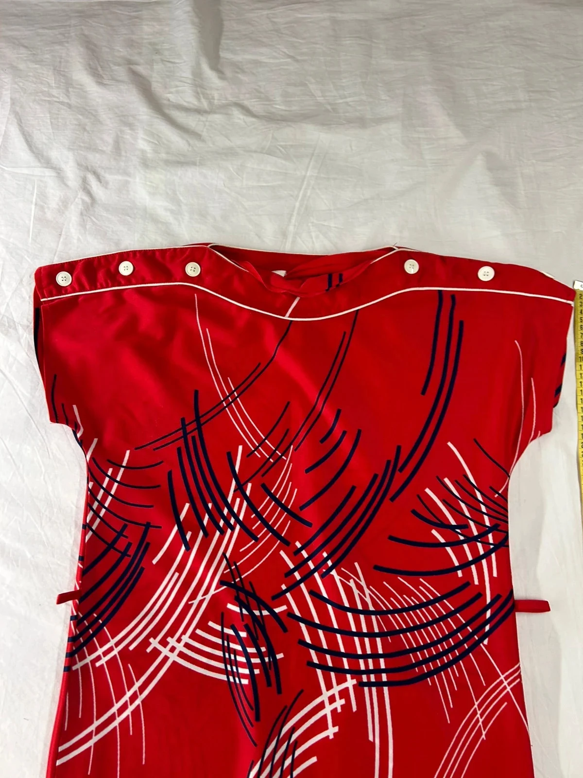 Vestido largo rojo con estampado vintage – photo 5